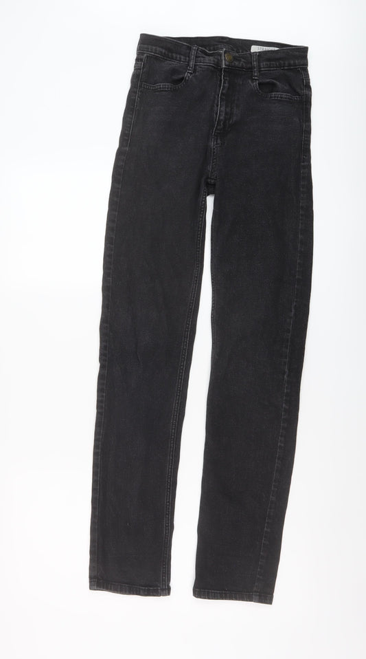 Marks and Spencer Womens Black Cotton Straight Jeans Size 8 L31 in Regular Button