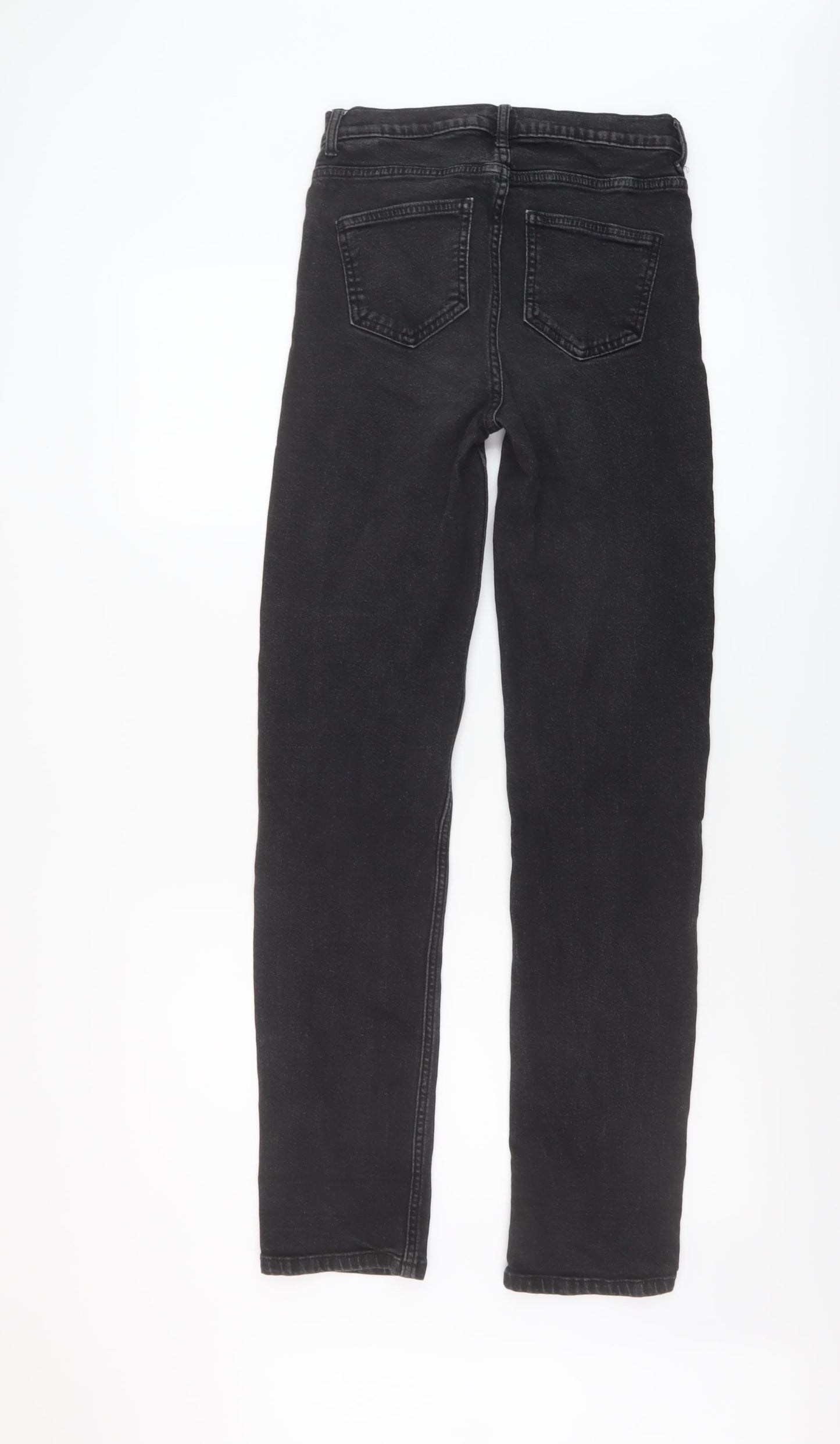 Marks and Spencer Womens Black Cotton Straight Jeans Size 8 L31 in Regular Button