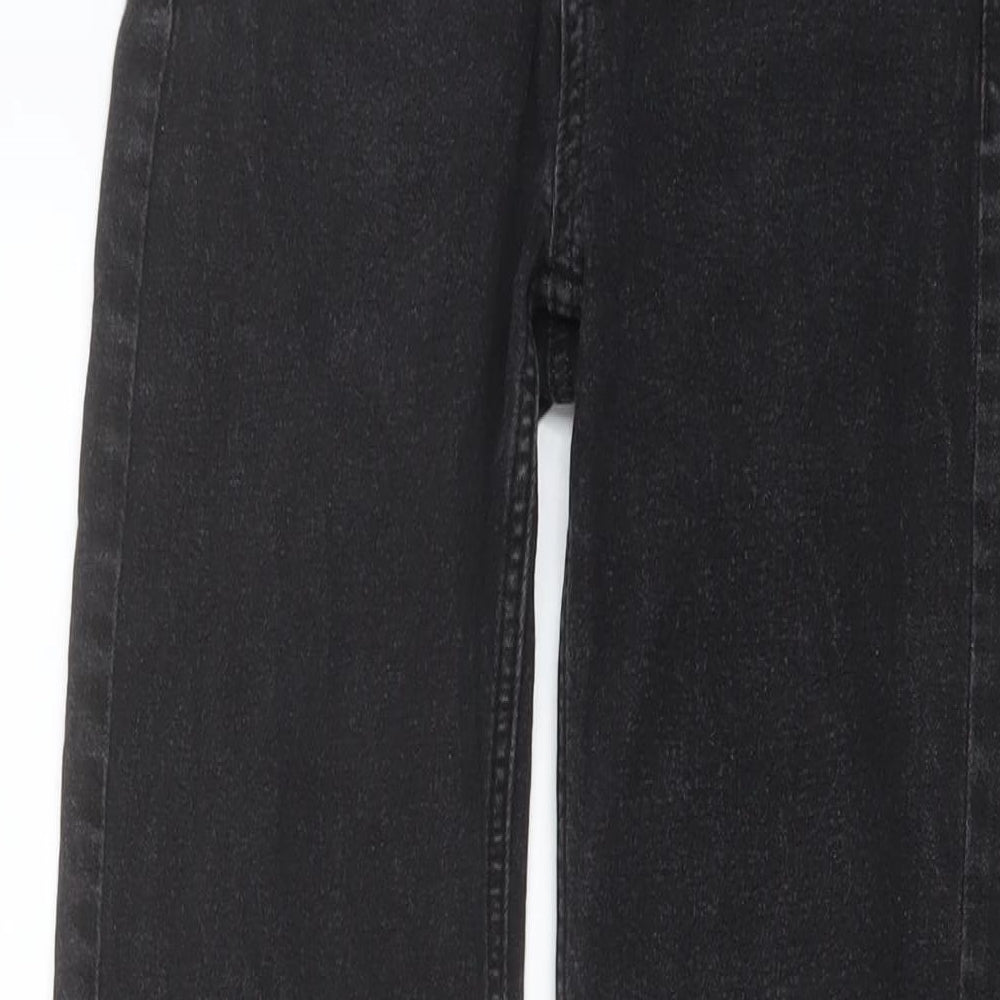 Marks and Spencer Womens Black Cotton Straight Jeans Size 8 L31 in Regular Button