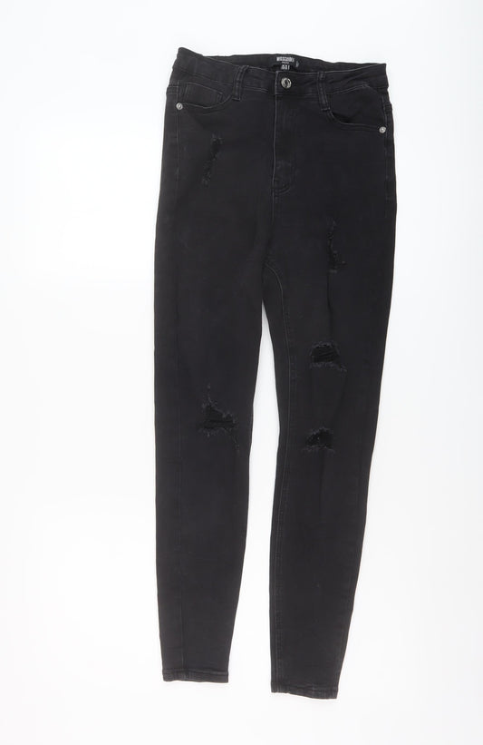 Missguided Womens Black Cotton Skinny Jeans Size 10 L25 in Regular Button