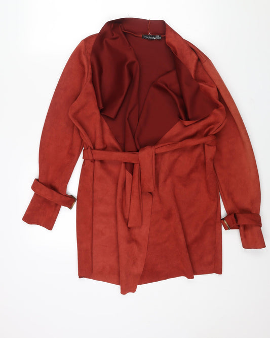 Boohoo Womens Red Jacket Size 14 Tie - Belted