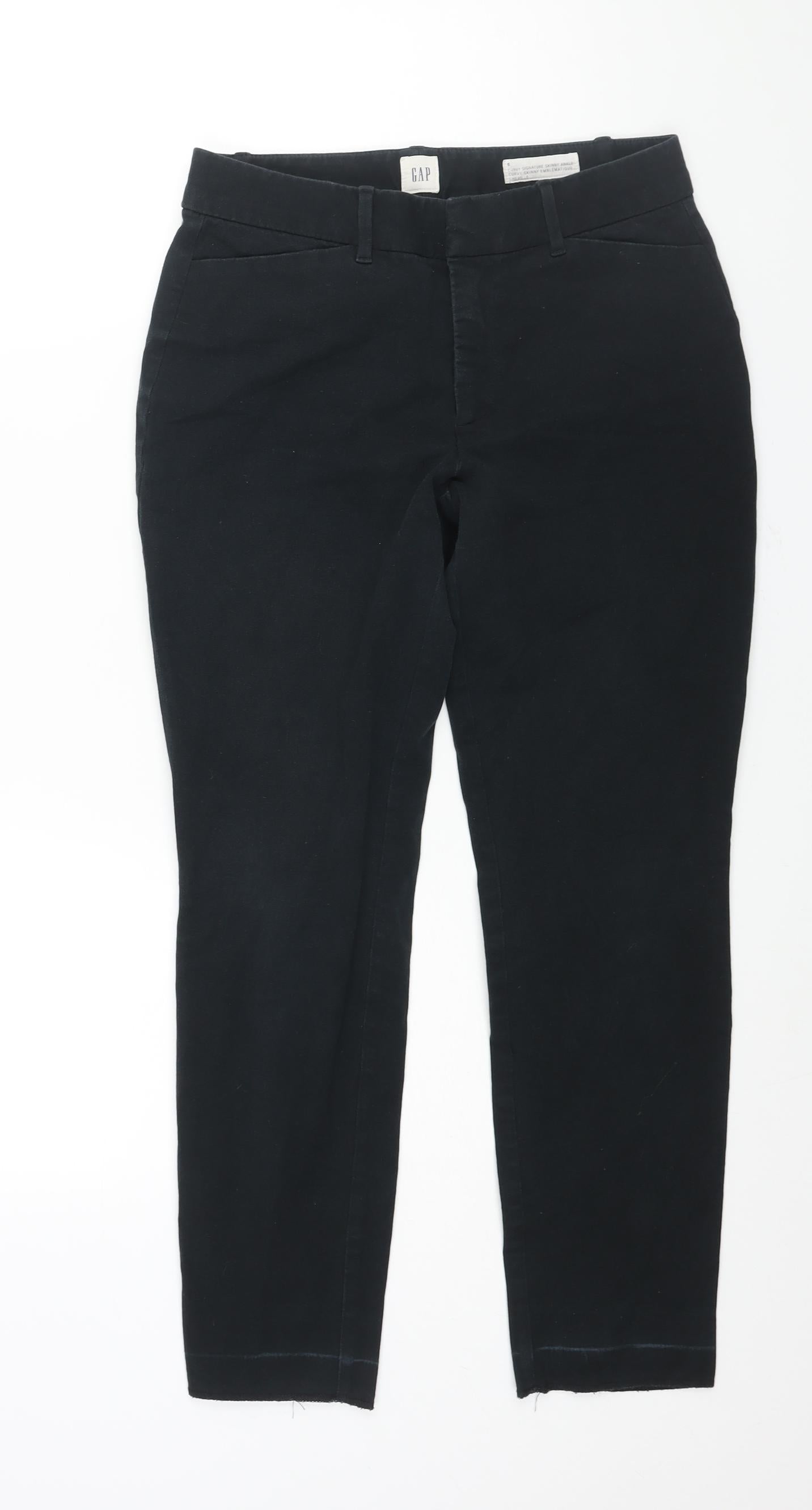 Gap Womens Black Cotton Trousers Size 6 L27 in Regular Zip