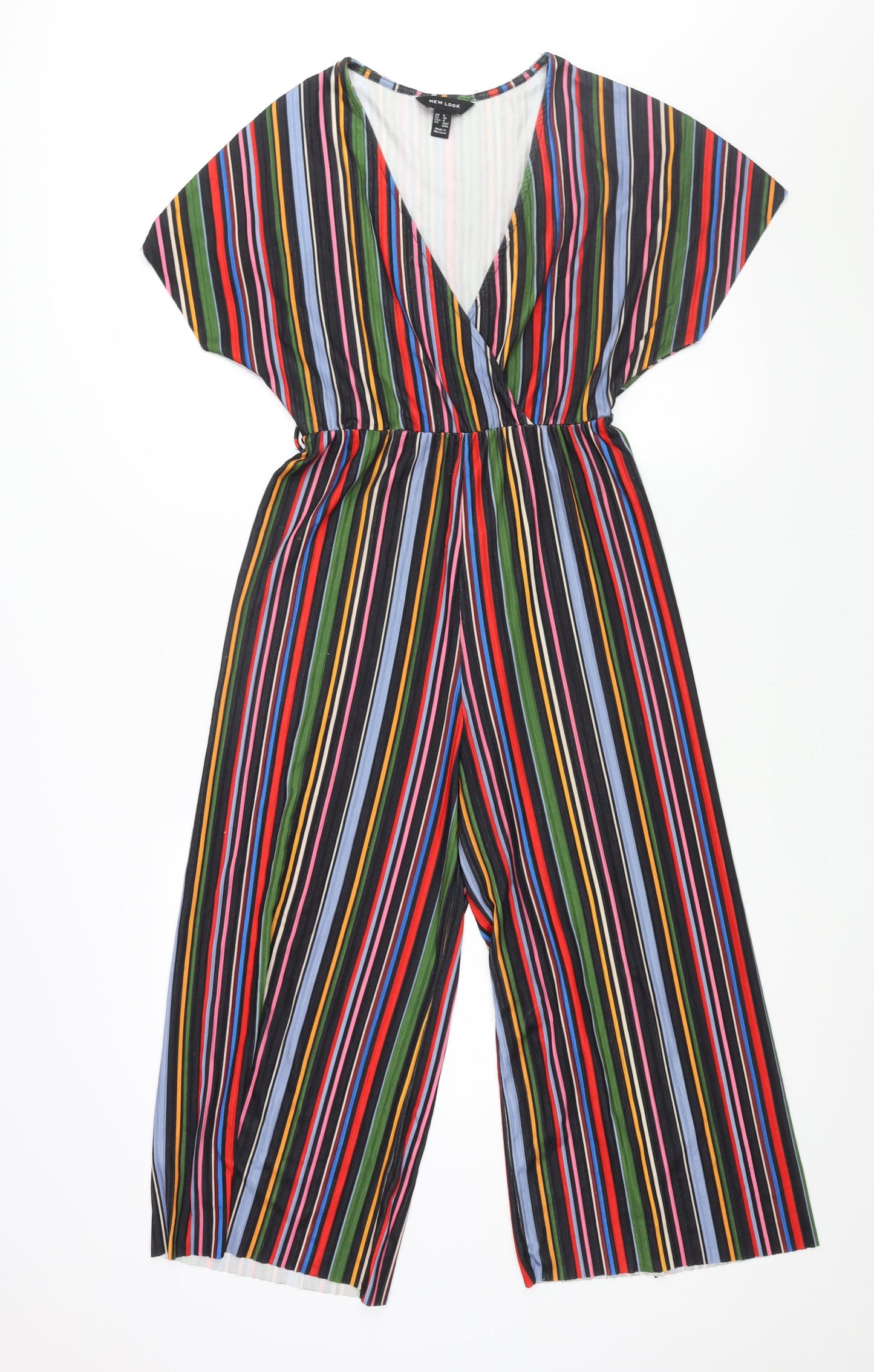 New Look Womens Multicoloured Striped Polyester Jumpsuit One-Piece Size 8 L23 in Pullover - Plisse