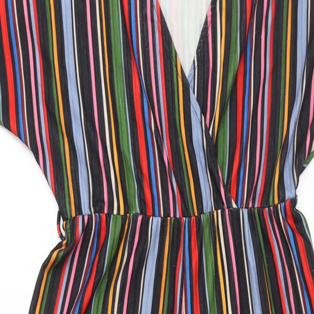 New Look Womens Multicoloured Striped Polyester Jumpsuit One-Piece Size 8 L23 in Pullover - Plisse