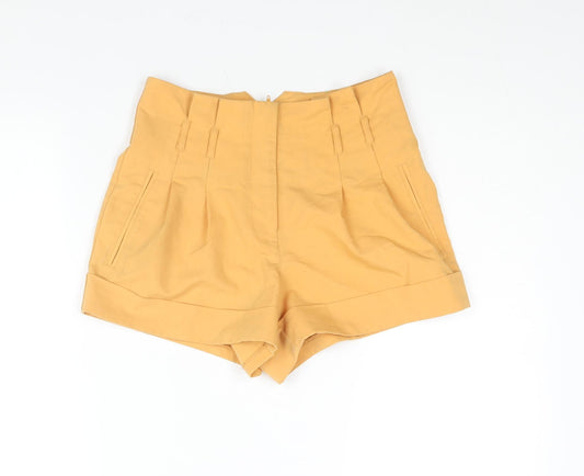 Miss Selfridge Womens Yellow Polyester Paperbag Shorts Size 6 L3 in Regular Zip