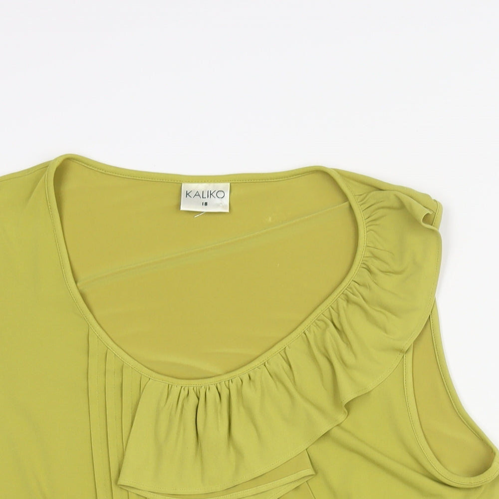 Kaliko Womens Green Polyester Camisole Blouse Size 18 Scoop Neck - Pleated Frill