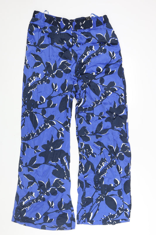 Autograph Womens Blue Polyester Trousers Size 16 L30 in Regular - Elasticated Waist