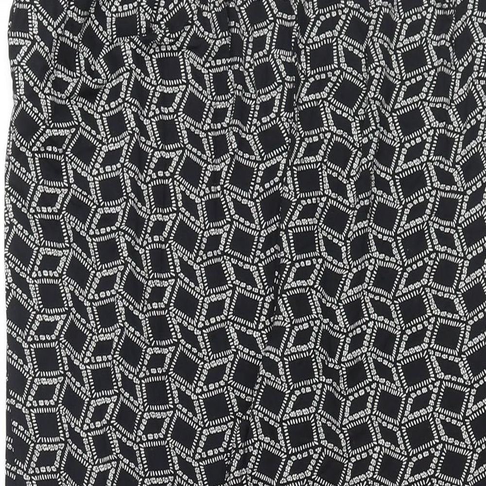 CMD Womens Black Geometric Viscose Harem Trousers Size 14 L29 in Regular - Elasticated Waist