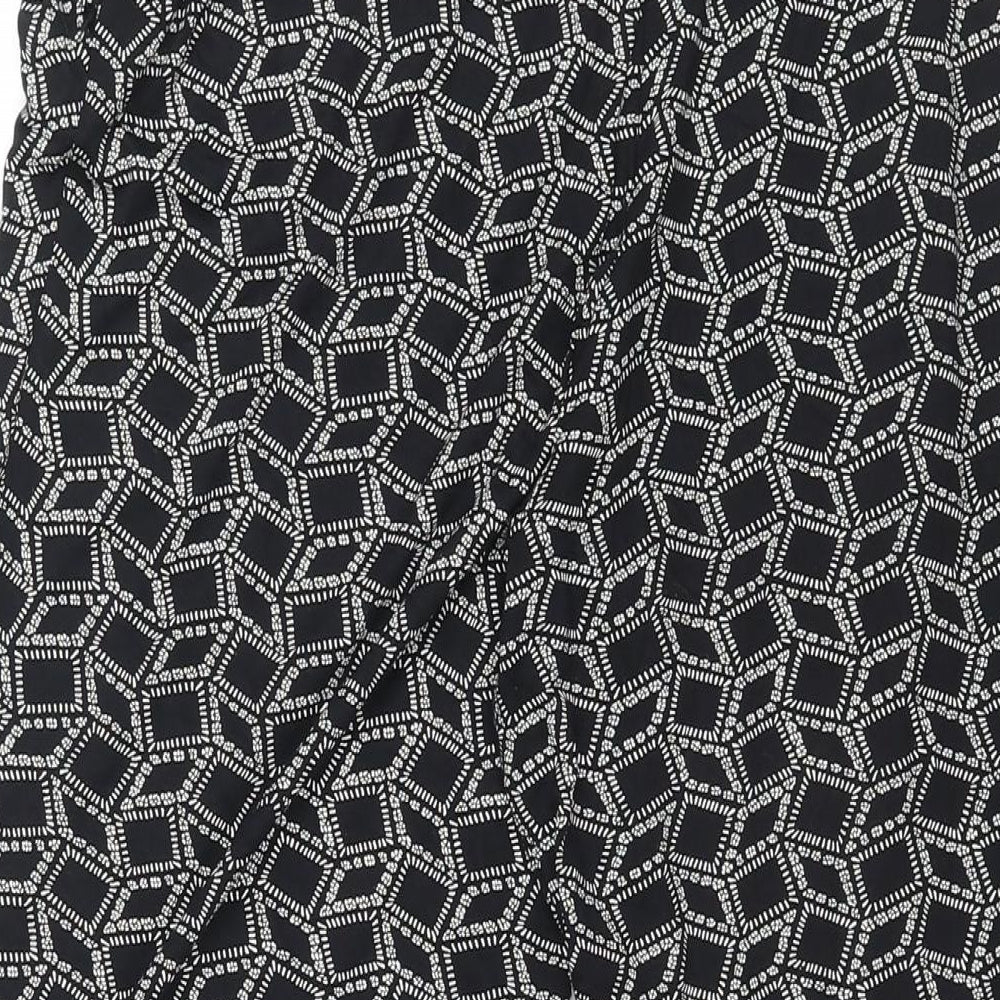 CMD Womens Black Geometric Viscose Harem Trousers Size 14 L29 in Regular - Elasticated Waist