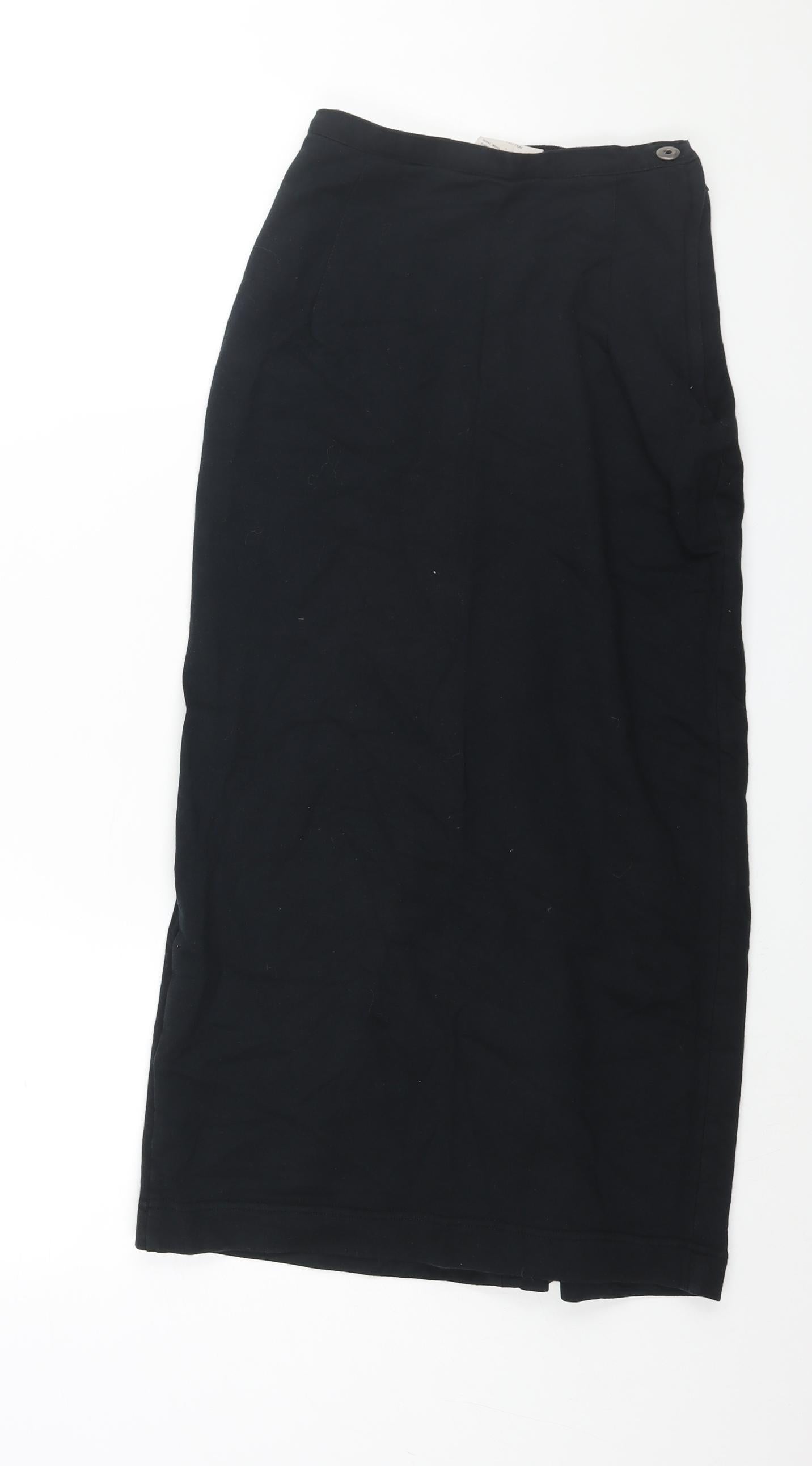 Warehouse Womens Black Cotton Straight & Pencil Skirt Size 12 Zip - Zip Detail