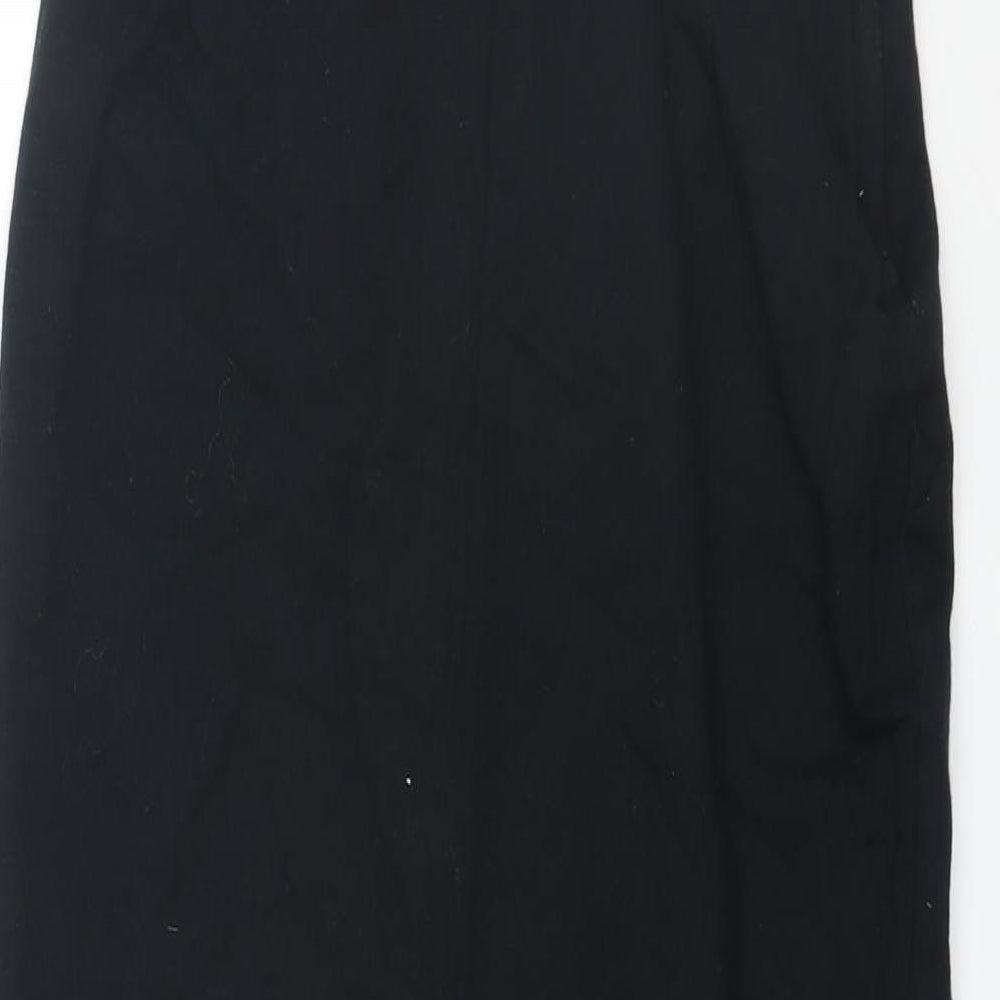 Warehouse Womens Black Cotton Straight & Pencil Skirt Size 12 Zip - Zip Detail