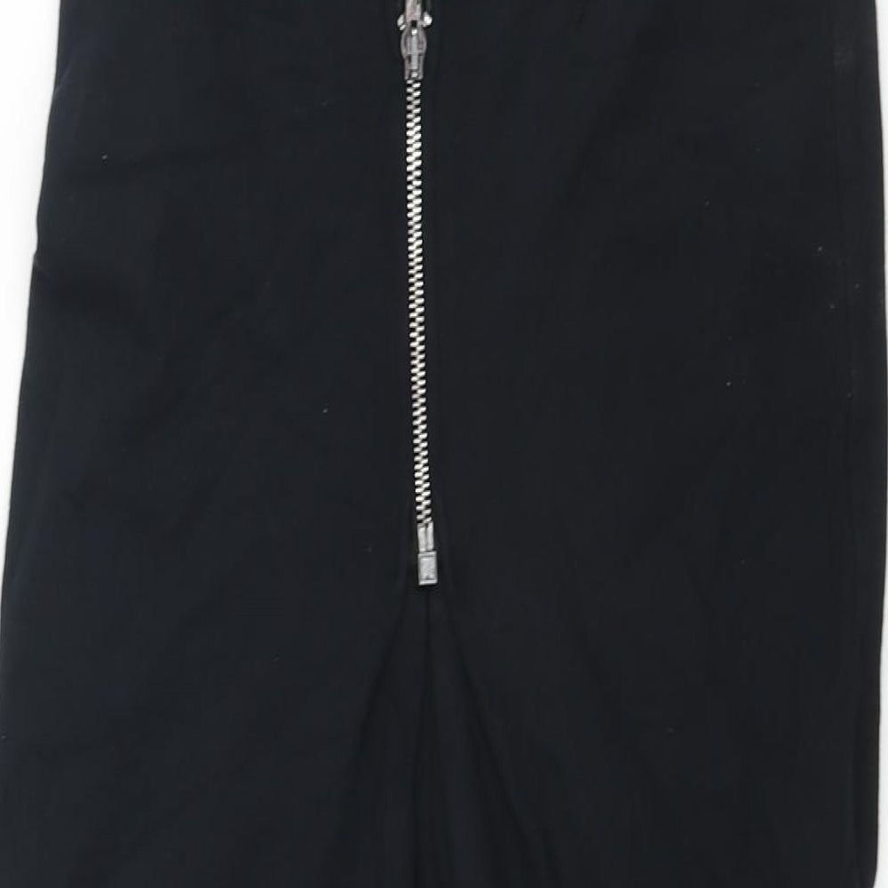 Warehouse Womens Black Cotton Straight & Pencil Skirt Size 12 Zip - Zip Detail