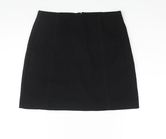 Marks and Spencer Womens Black Polyester A-Line Skirt Size 10 Zip