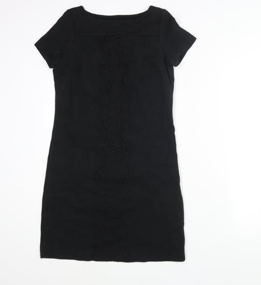 Boden Womens Black Cotton Shift Size 8 Round Neck Pullover - Lace Detail