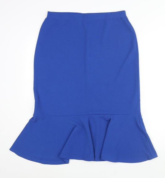 Damart Womens Blue Polyester Trumpet Skirt Size 14 - Size 14-16