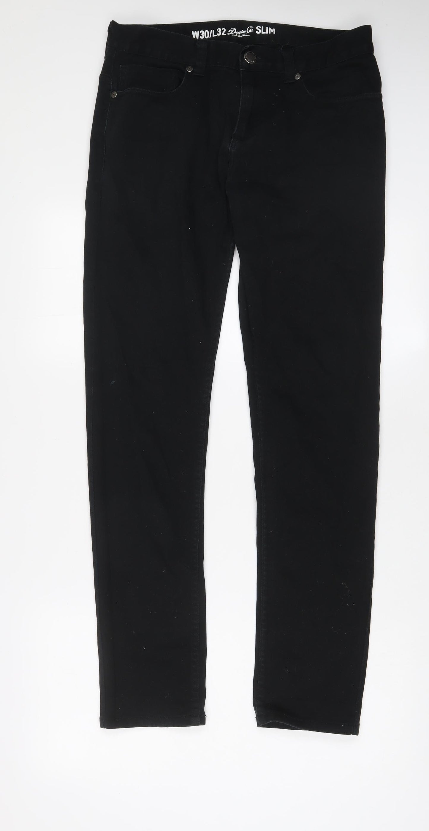 Denim & Co. Mens Black Cotton Straight Jeans Size 30 in L32 in Slim Zip