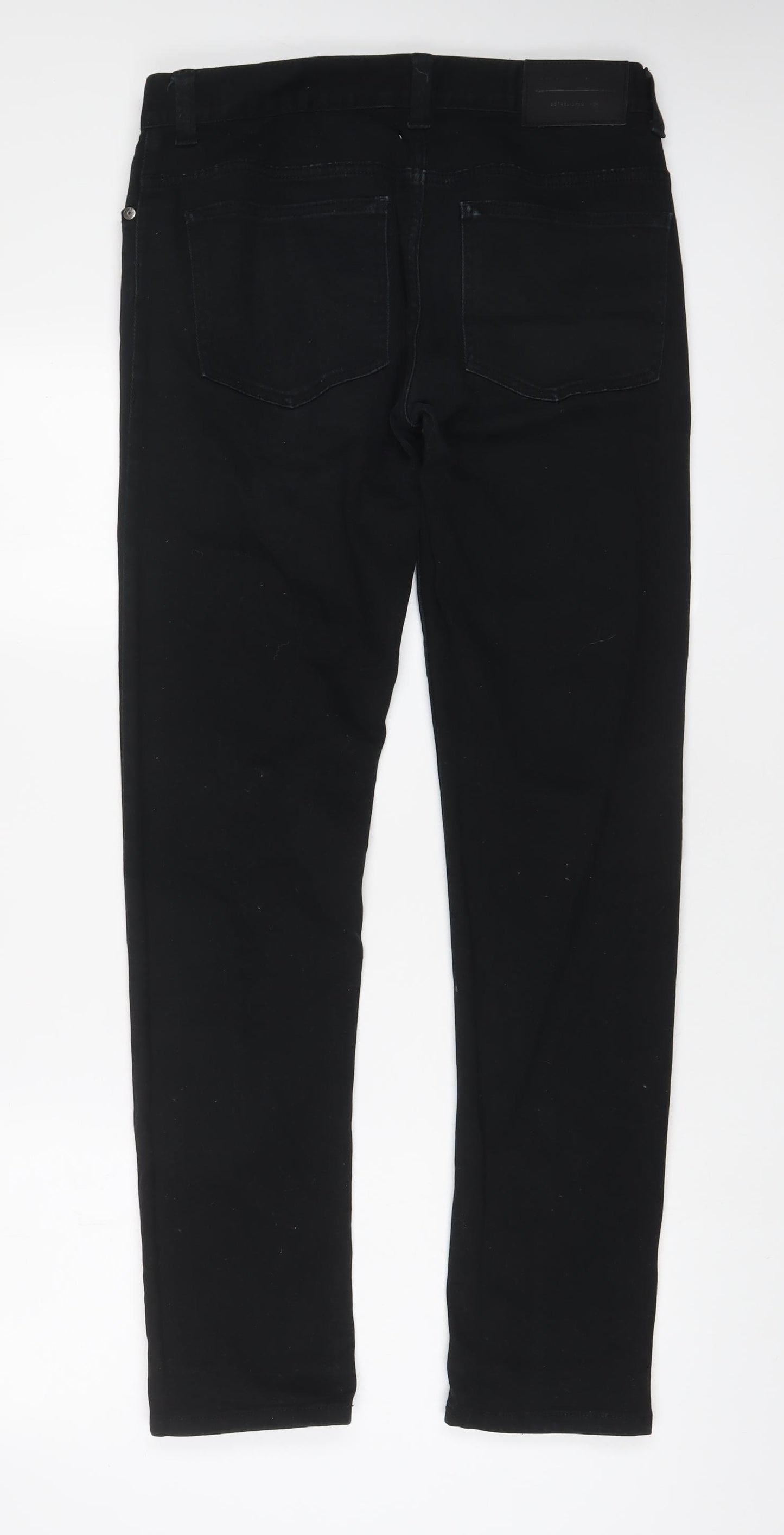 Denim & Co. Mens Black Cotton Straight Jeans Size 30 in L32 in Slim Zip