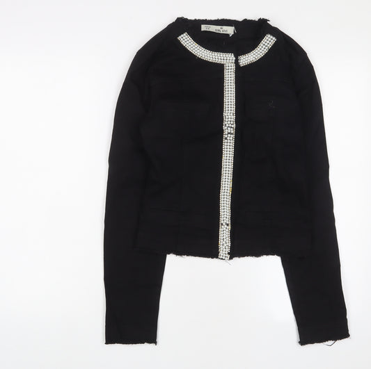 Girl VIVI Womens Black Jacket Size 8 Snap - Beaded