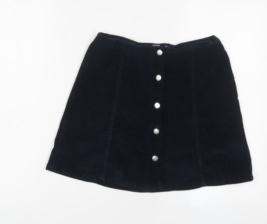 Superdry Womens Blue Cotton A-Line Skirt Size XS Button