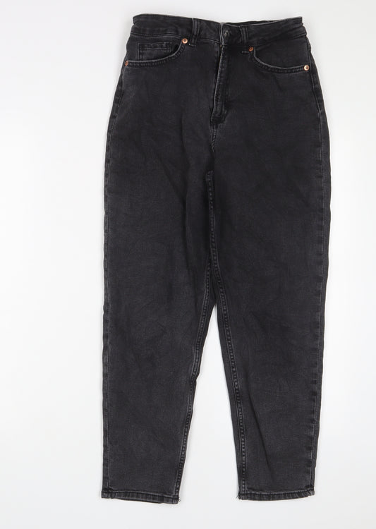 H&M Womens Black Cotton Straight Jeans Size 8 L25 in Regular Zip