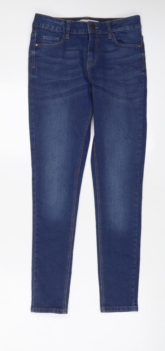 George Womens Blue Cotton Skinny Jeans Size 8 L27 in Regular Zip