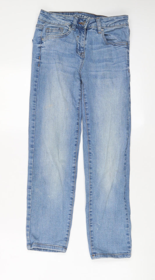 NEXT Womens Blue Cotton Cropped Jeans Size 6 L25 in Regular Zip