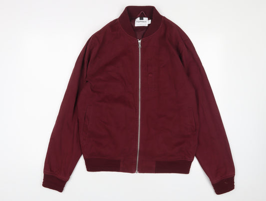 Topman Mens Red Jacket Size M Zip - Pockets