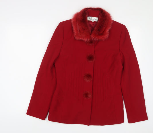 Mille & Une Womens Red Jacket Size 12 Button - Vintage