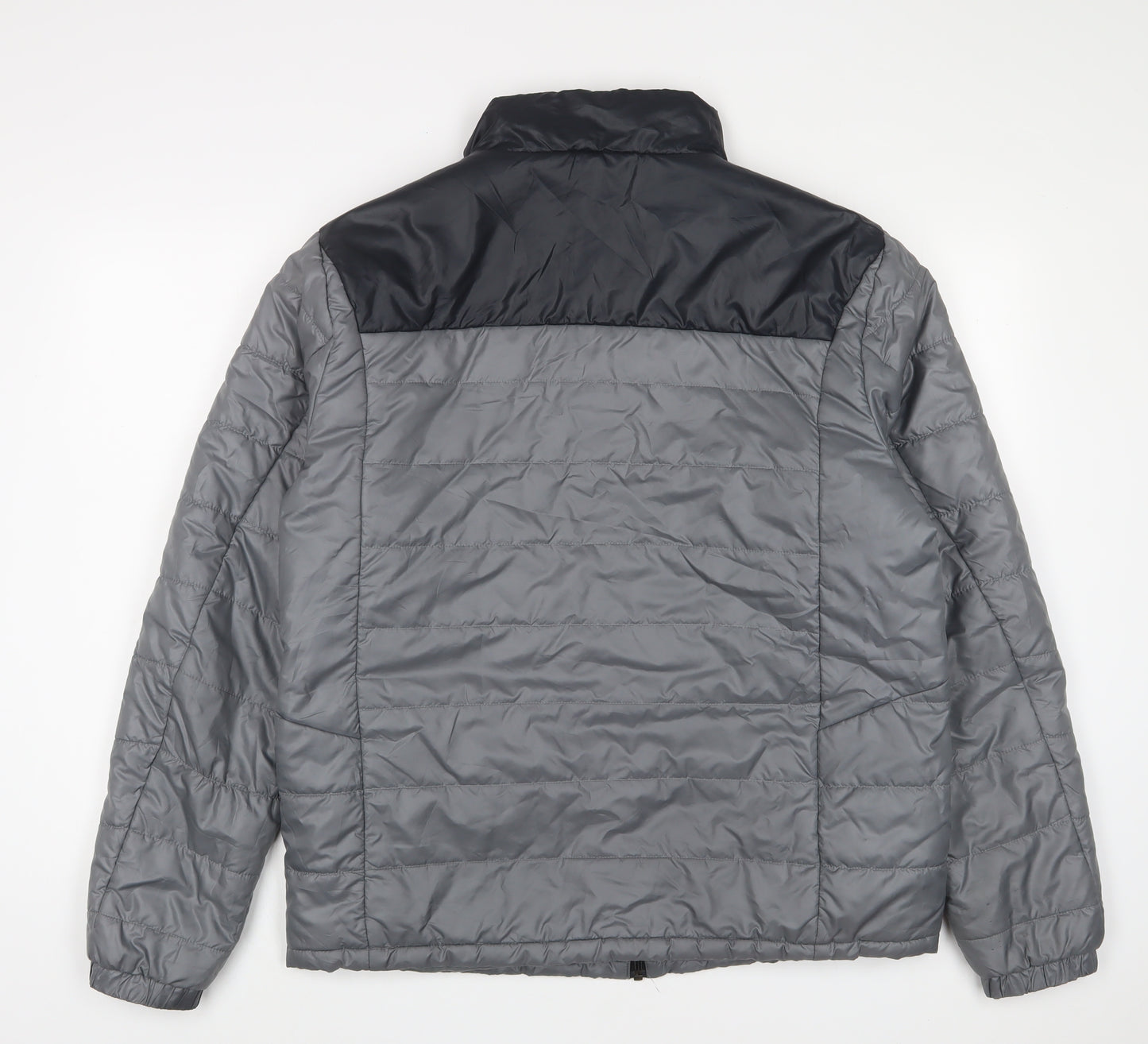 adidas Mens Grey Quilted Jacket Size L Zip - Pockets