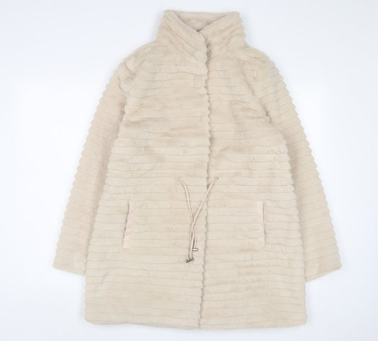 Frank Usher Womens Beige Jacket Size S Snap - S/M