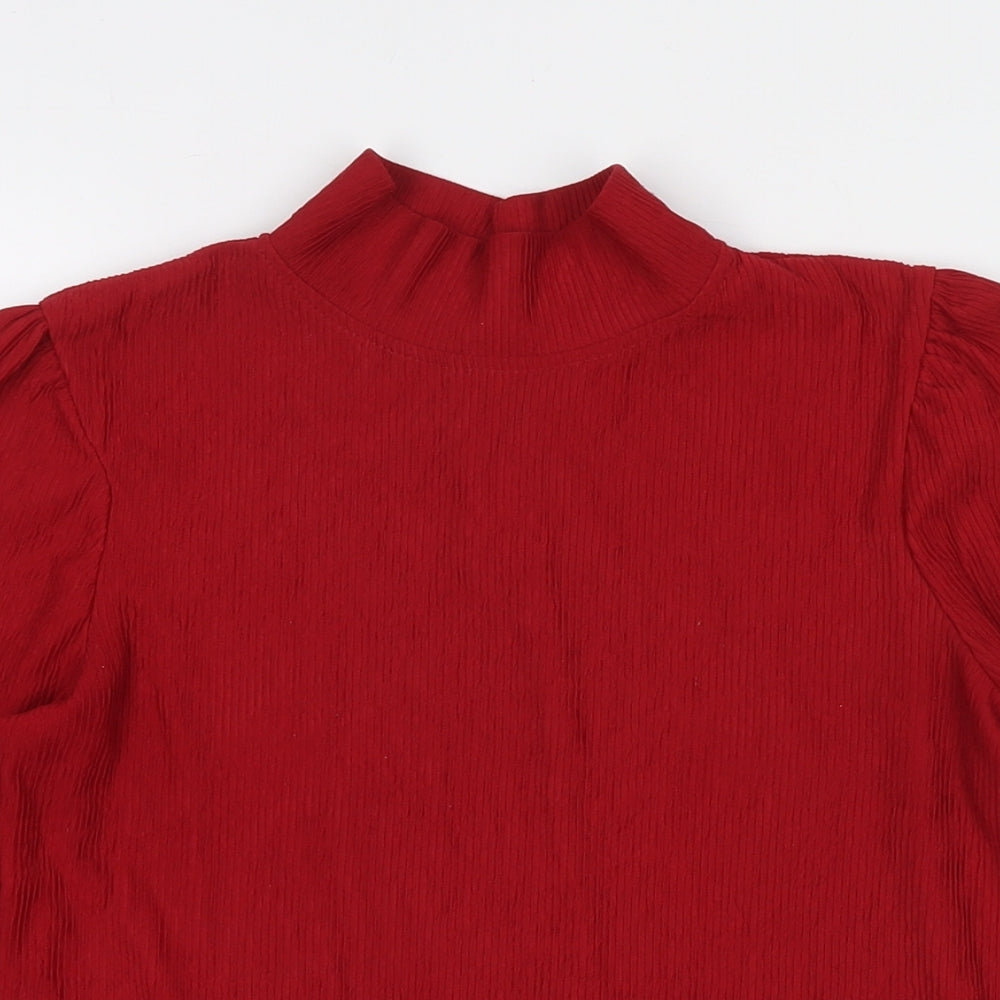 NEXT Womens Red Polyester Basic T-Shirt Size 10 Mock Neck