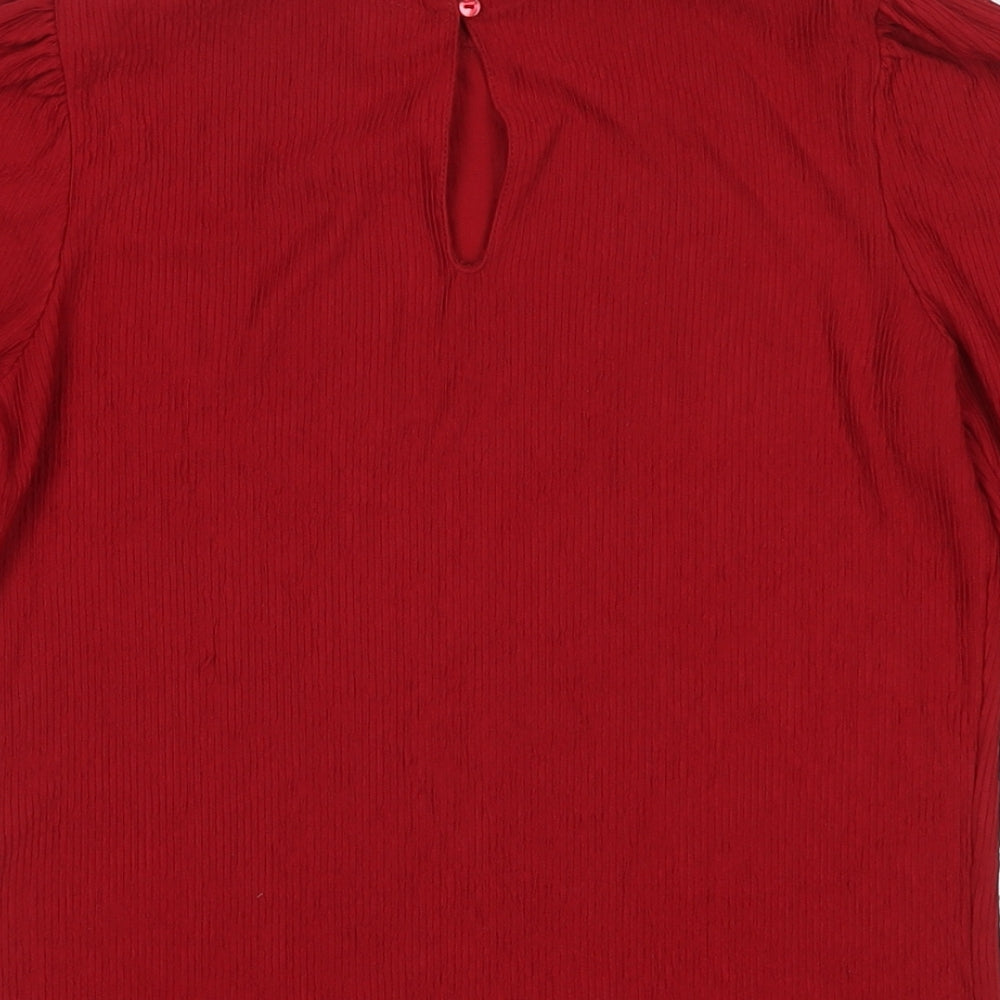 NEXT Womens Red Polyester Basic T-Shirt Size 10 Mock Neck