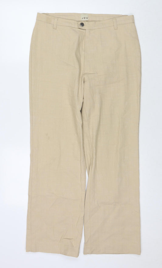 Jonny Q Womens Beige Cotton Trousers Size 18 L28 in Regular Zip