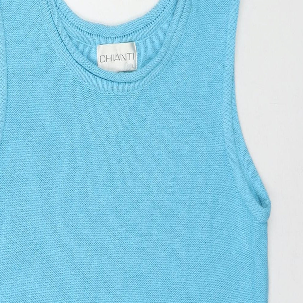 Chianti Womens Blue Viscose Basic Tank Size L Round Neck