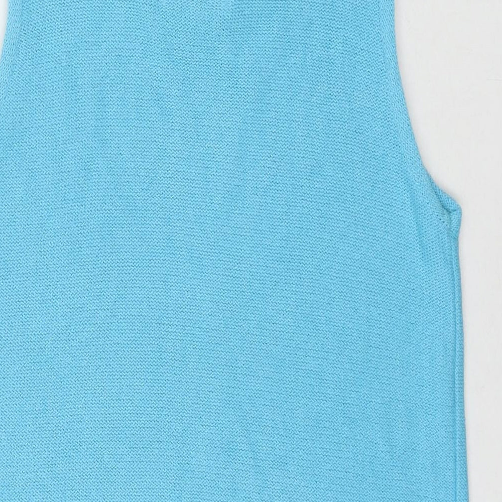 Chianti Womens Blue Viscose Basic Tank Size L Round Neck