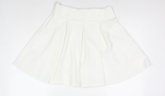 Girls On Film Womens White Polyester Pleated Skirt Size 12 Zip