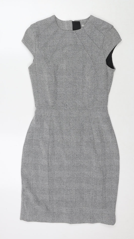 H&M Womens Grey Polyester A-Line Size 8 Round Neck Zip