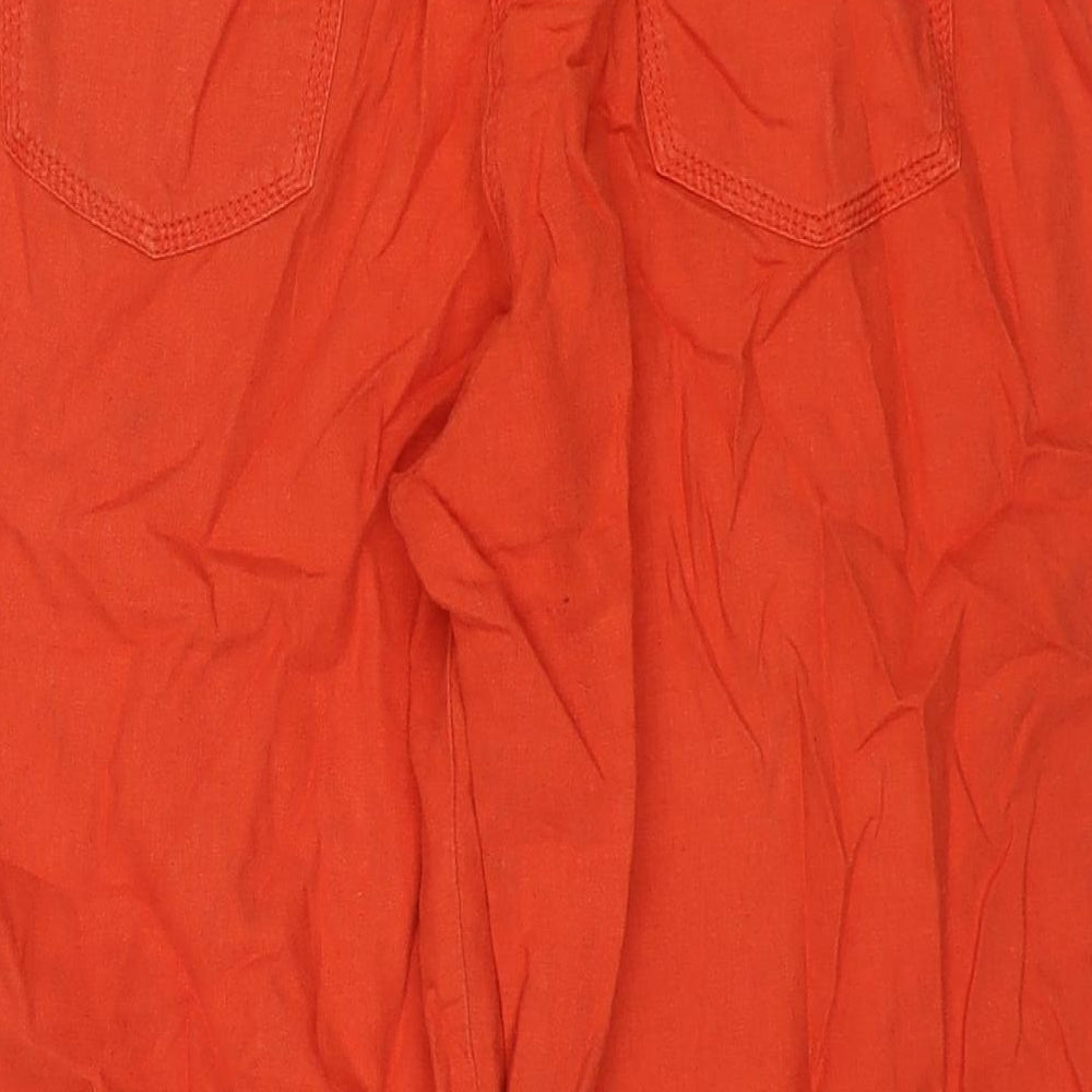 Marks and Spencer Womens Orange Linen Cropped Trousers Size 14 L20 in Regular Zip