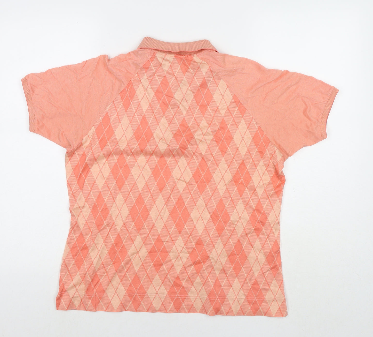 Reed Golf Womens Orange Argyle/Diamond Cotton Basic Polo Size L Collared