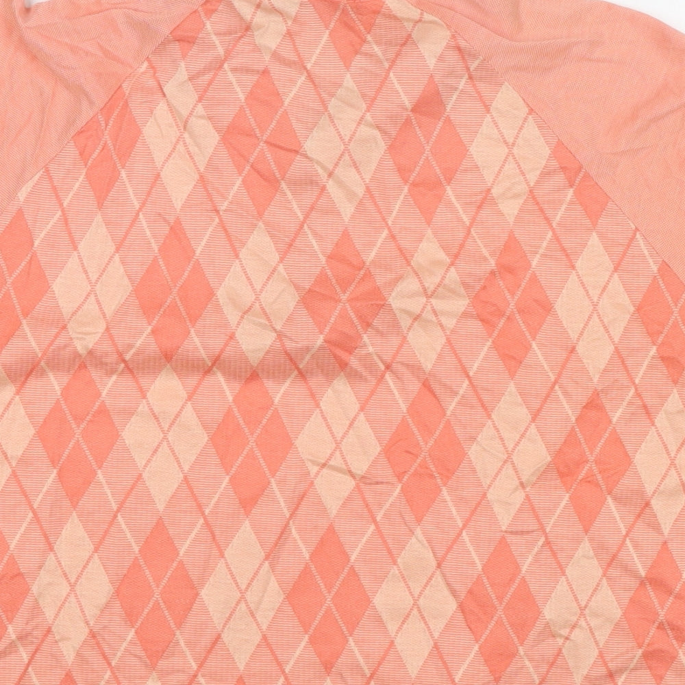 Reed Golf Womens Orange Argyle/Diamond Cotton Basic Polo Size L Collared