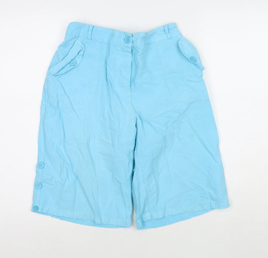 M&Co Womens Blue Cotton Bermuda Shorts Size 12 L11 in Regular Zip