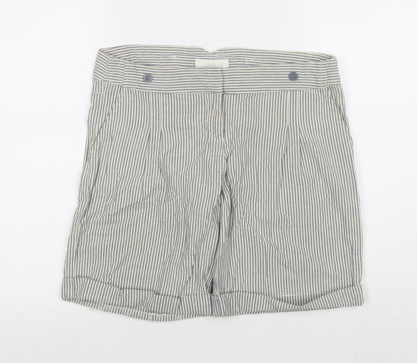 Jack Wills Womens Grey Striped Cotton Bermuda Shorts Size 12 L9 in Regular Zip