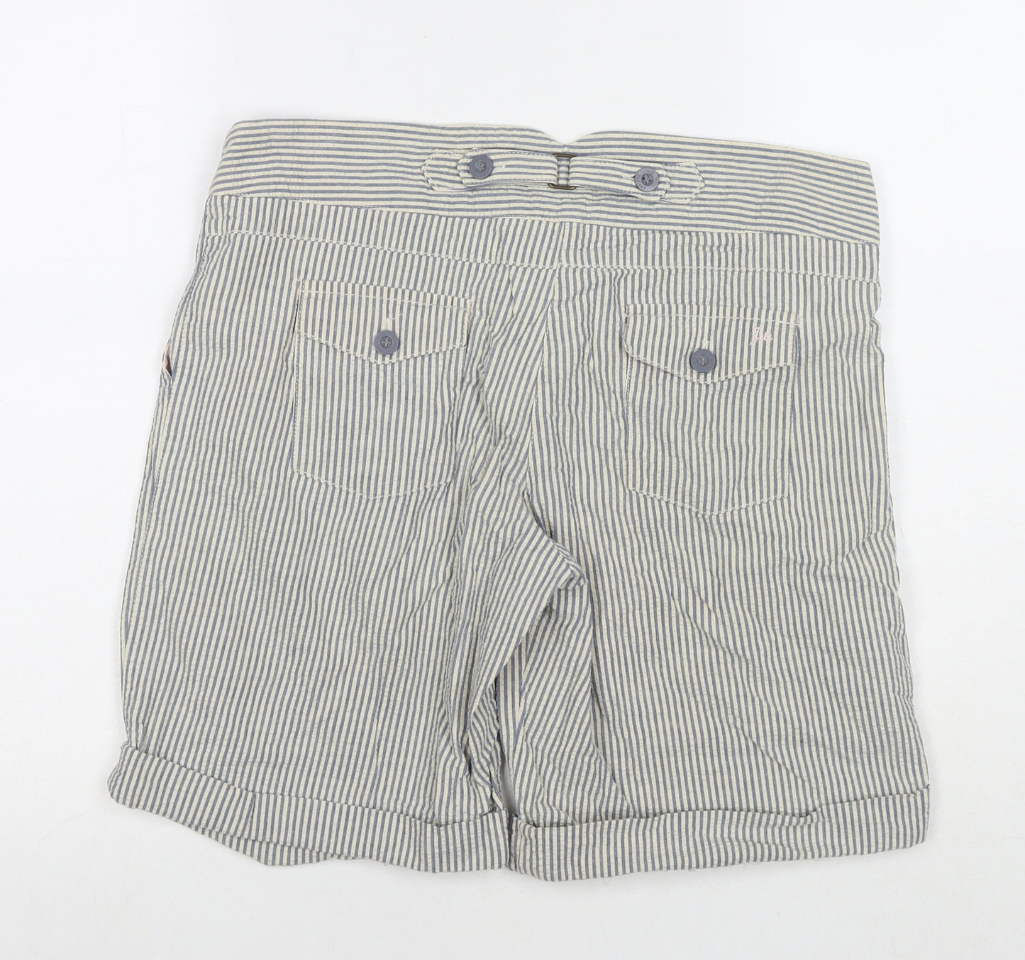 Jack Wills Womens Grey Striped Cotton Bermuda Shorts Size 12 L9 in Regular Zip