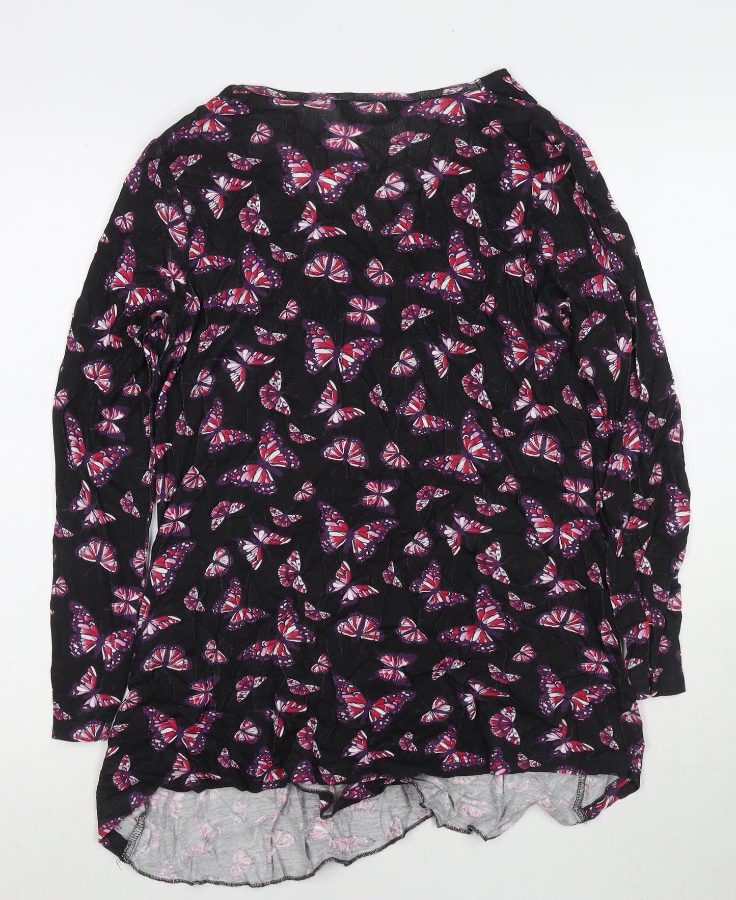 Be You Womens Black V-Neck Geometric Viscose Cape Jumper Size 14 - Butterflies