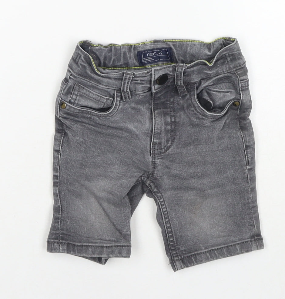 NEXT Boys Grey Cotton Bermuda Shorts Size 3 Years Regular Buckle