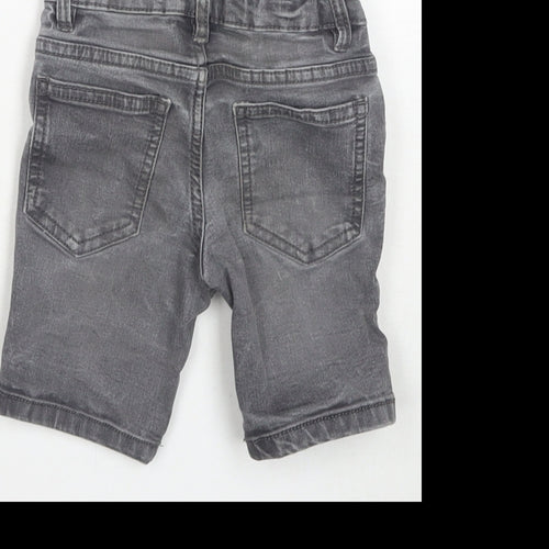 NEXT Boys Grey Cotton Bermuda Shorts Size 3 Years Regular Buckle