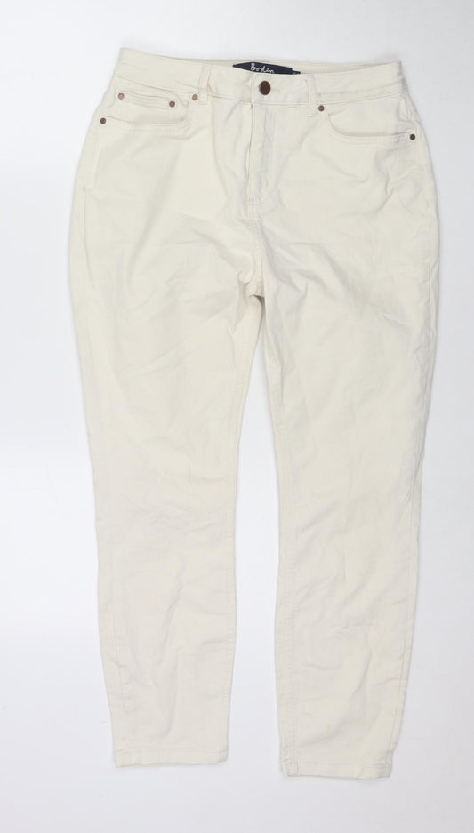 Boden Womens White Cotton Skinny Jeans Size 12 L25 in Regular Zip