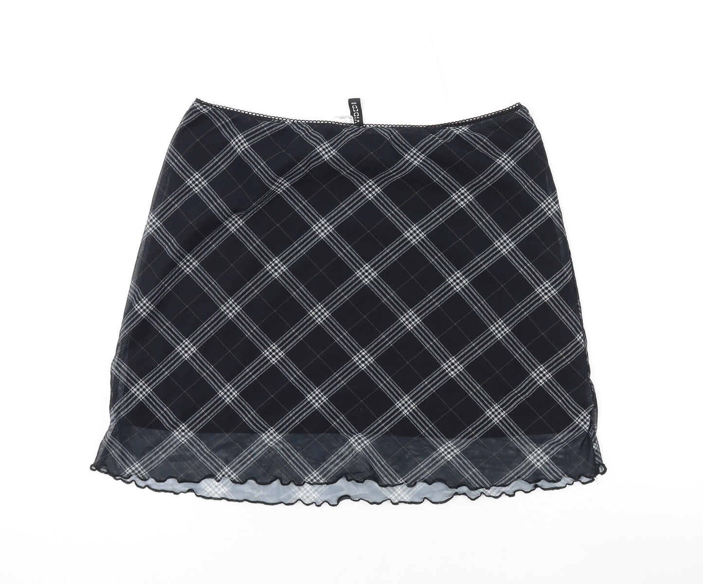 Divided by H&M Womens Black Plaid Polyester Mini Skirt Size M