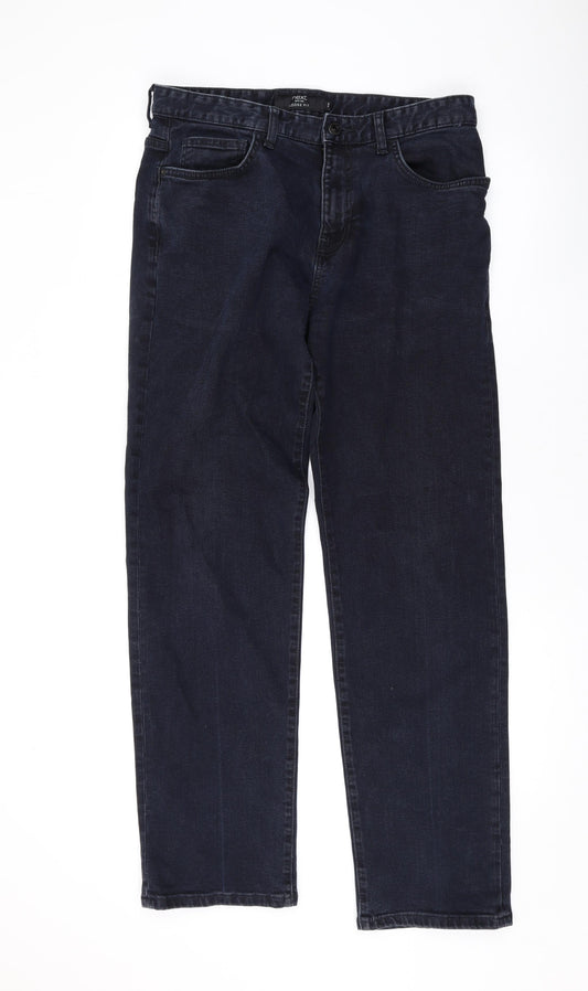 NEXT Mens Blue Cotton Straight Jeans Size 32 in L30 in Regular Zip