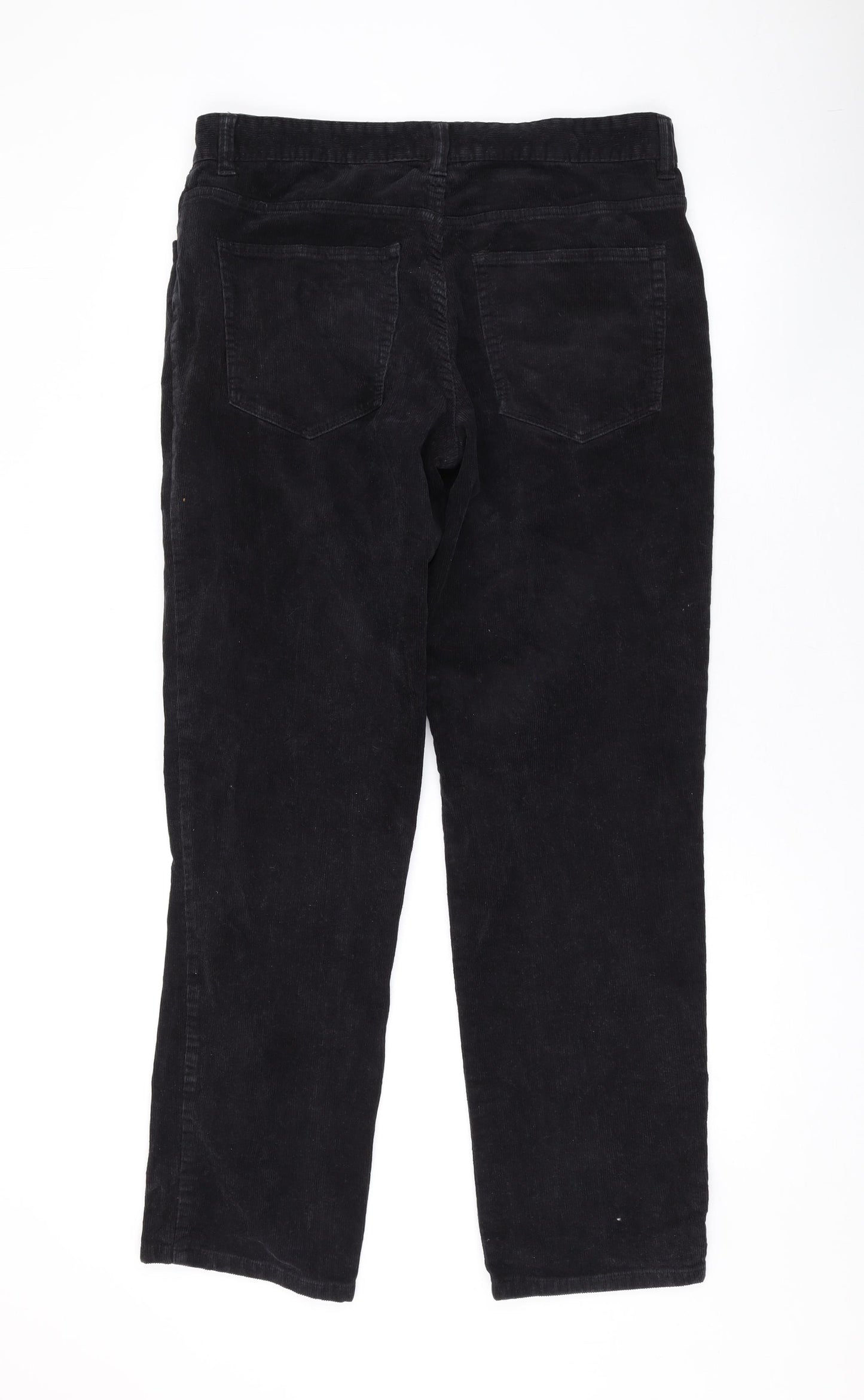 TU Mens Black Cotton Trousers Size 34 in L30 in Regular Zip